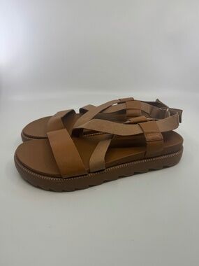 Sorel Roaming Criss-Cross Sandal Women's Size 11 Brown Leather Comfort Sandals